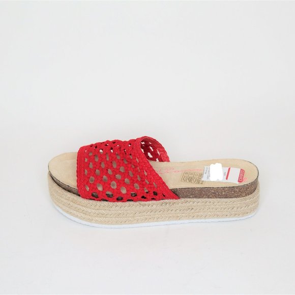 Vintage Havana | Red Open Weave Espadrille Slide - Picture 7 of 7